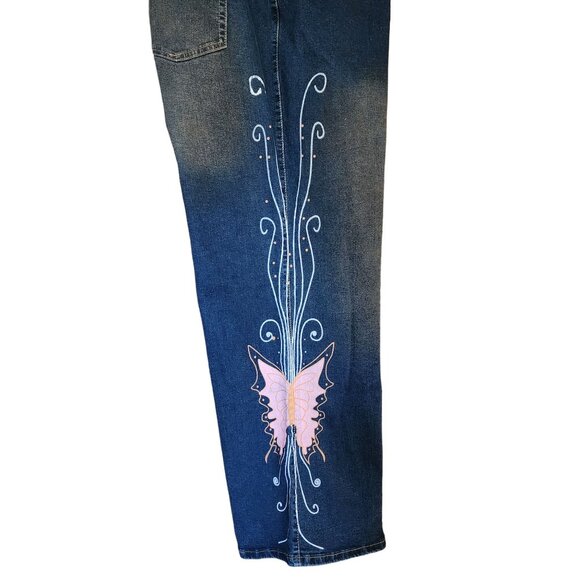 DT Denim Jeans  Butterfly Wide Leg Retro Womens Plus Size 4XL - Picture 3 of 4
